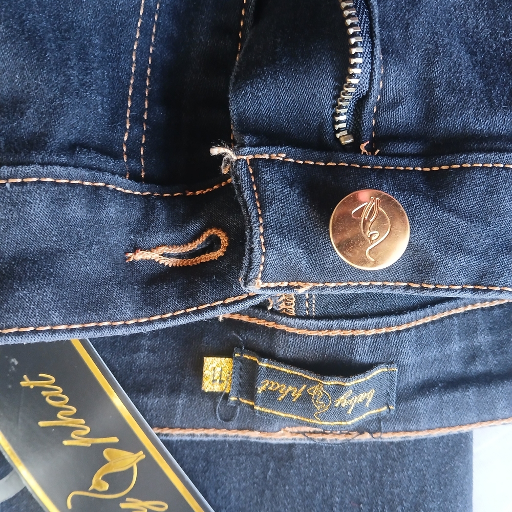 Baby Phat Dark Denim Jeans with Gold Cat Embroidery - Picture 3 of 4